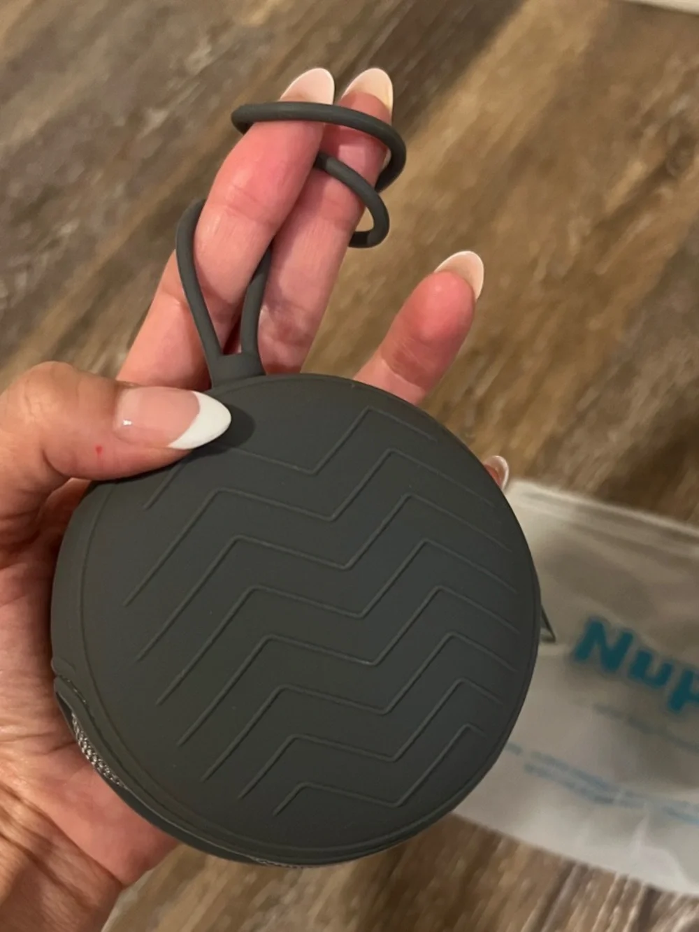 Kids Gray Silicone Round Jewelry Case with Wrist Strap